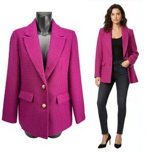 VERO MODA NWT Brooke Holly Back to school Tweed Preppy Bright Pink Blazer sz L